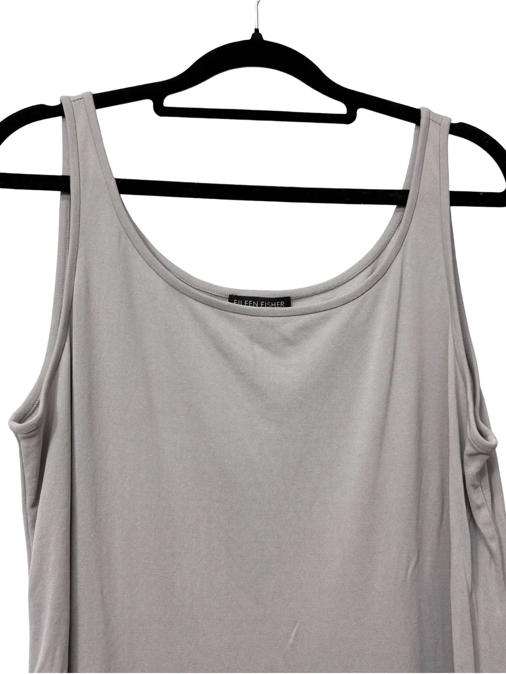 Eileen Fisher sleeveless scoop-neck tank top washable silk jersey  Medium Gray